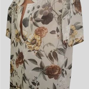 ORTTU Floral Women's Blouse in Cream and Brown